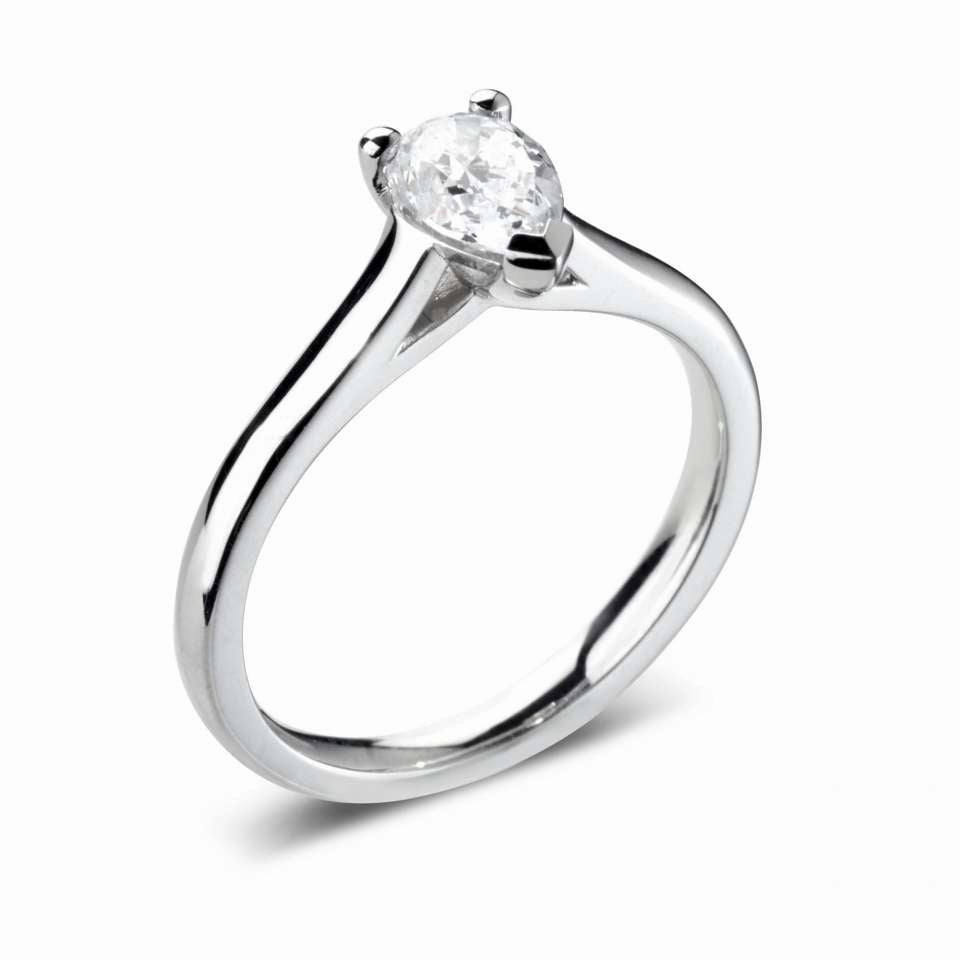 The Petunia Platinum Pear Cut Diamond Solitaire Engagement Ring