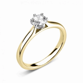 The Poppy 18ct Yellow Gold And Platinum Round Brilliant Cut Diamond Solitaire Engagement Ring