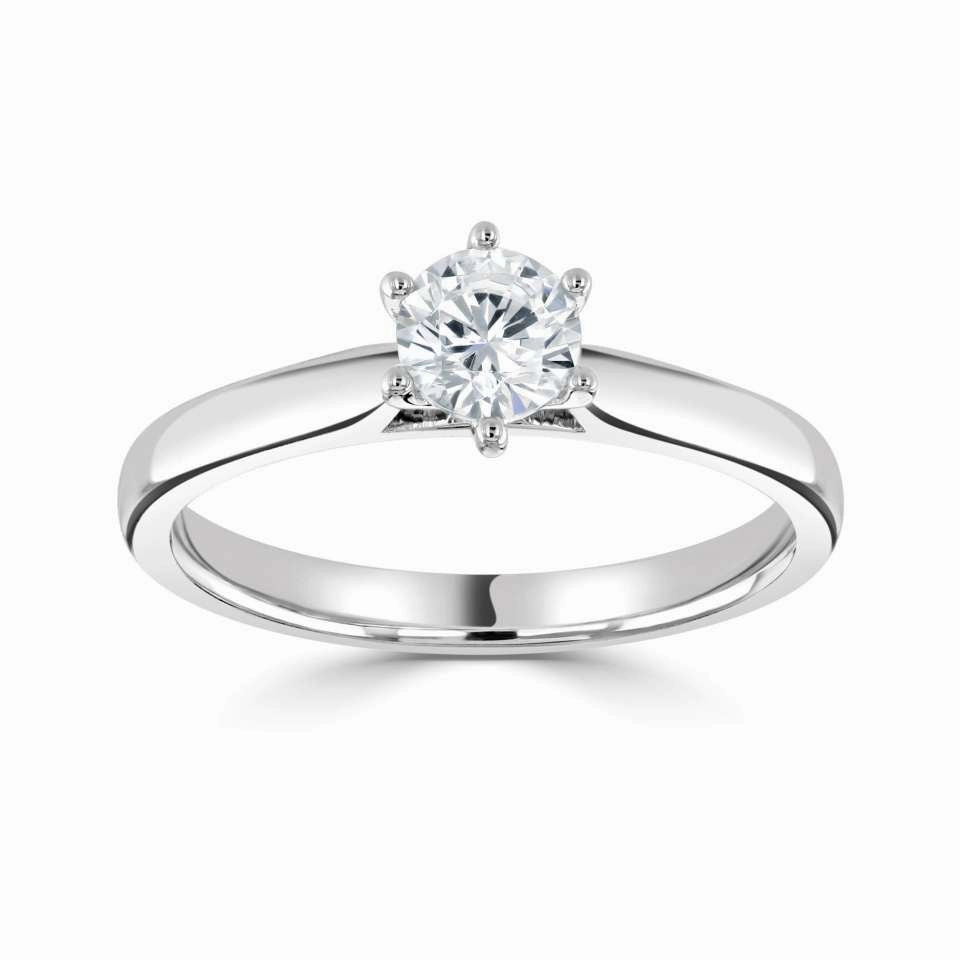 The Poppy Platinum Round Brilliant Cut Diamond Solitaire Engagement Ring