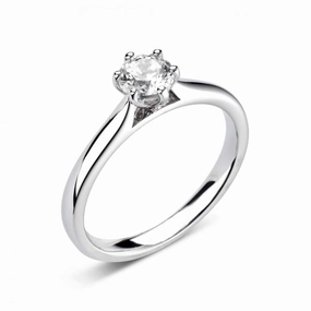 The Poppy Platinum Round Brilliant Cut Diamond Solitaire Engagement Ring