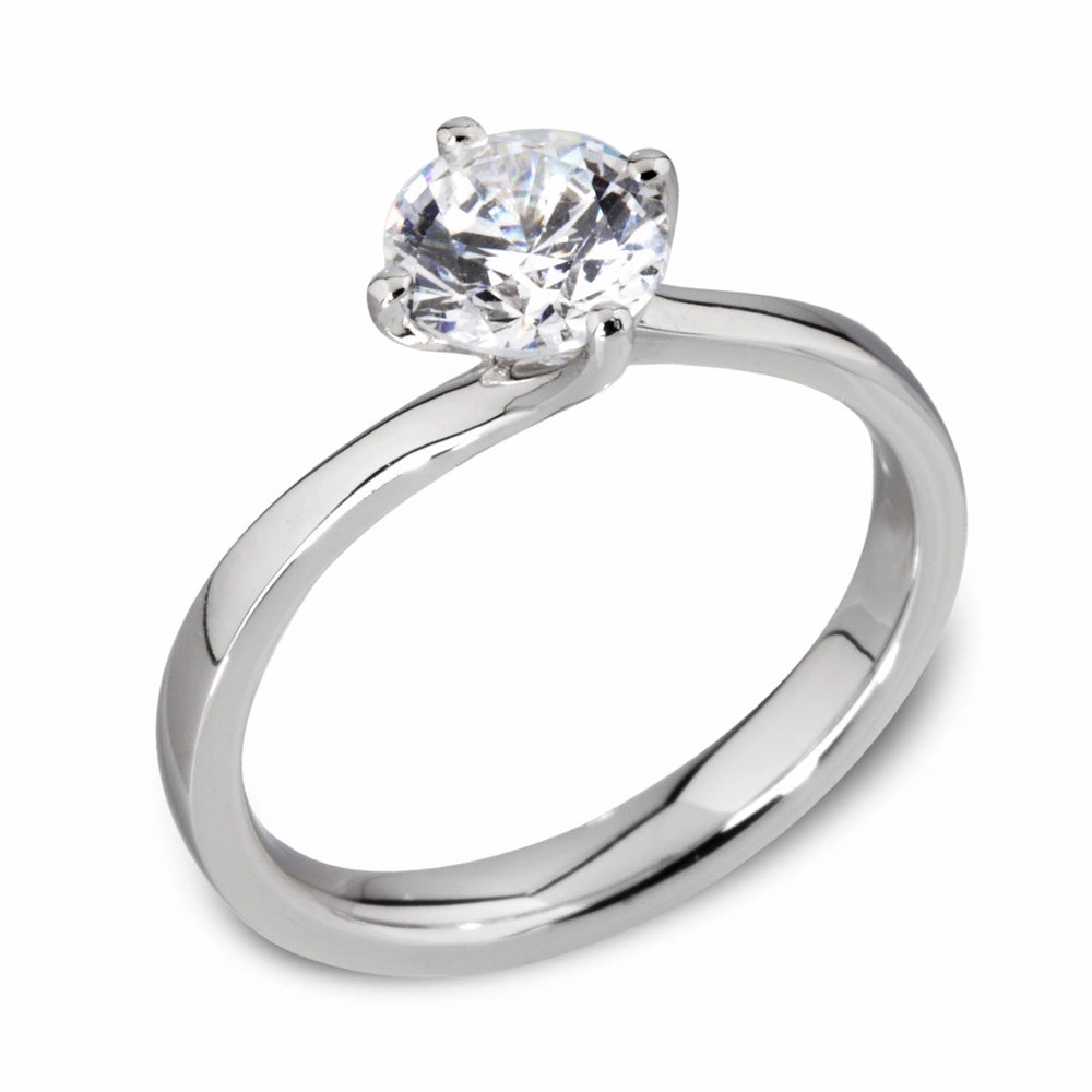 The Rose Platinum Round Brilliant Cut Diamond Solitaire Engagement Ring