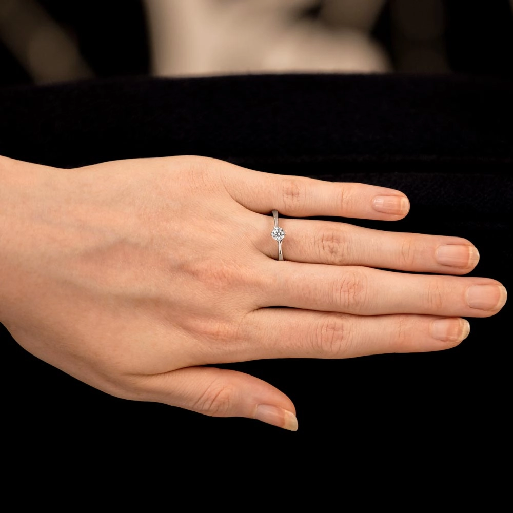 The Rose Platinum Round Brilliant Cut Diamond Solitaire Engagement Ring