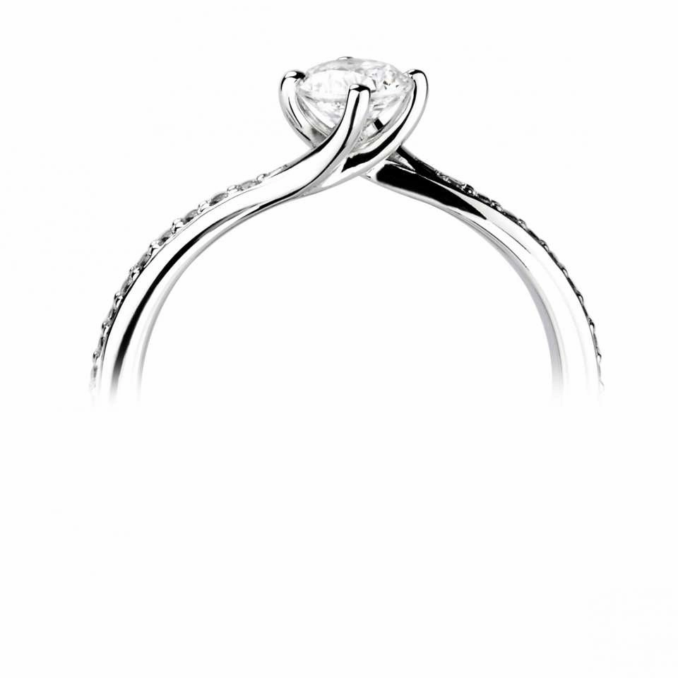 The Rose Platinum Round Brilliant Cut Diamond Solitaire Engagement Ring With Claw Set Diamond Shoulders