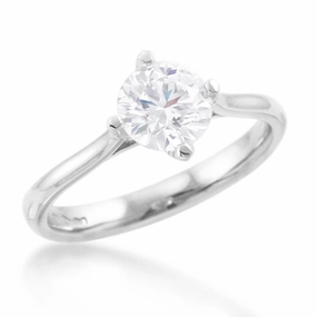 The Round Brilliant Cut Compass Set Platinum Laboratory Grown Diamond Solitaire Engagement Ring