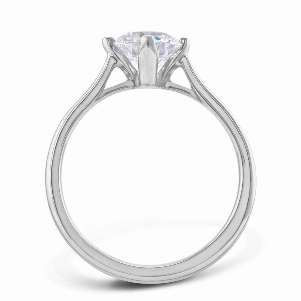 The Round Brilliant Cut Compass Set Platinum Laboratory Grown Diamond Solitaire Engagement Ring