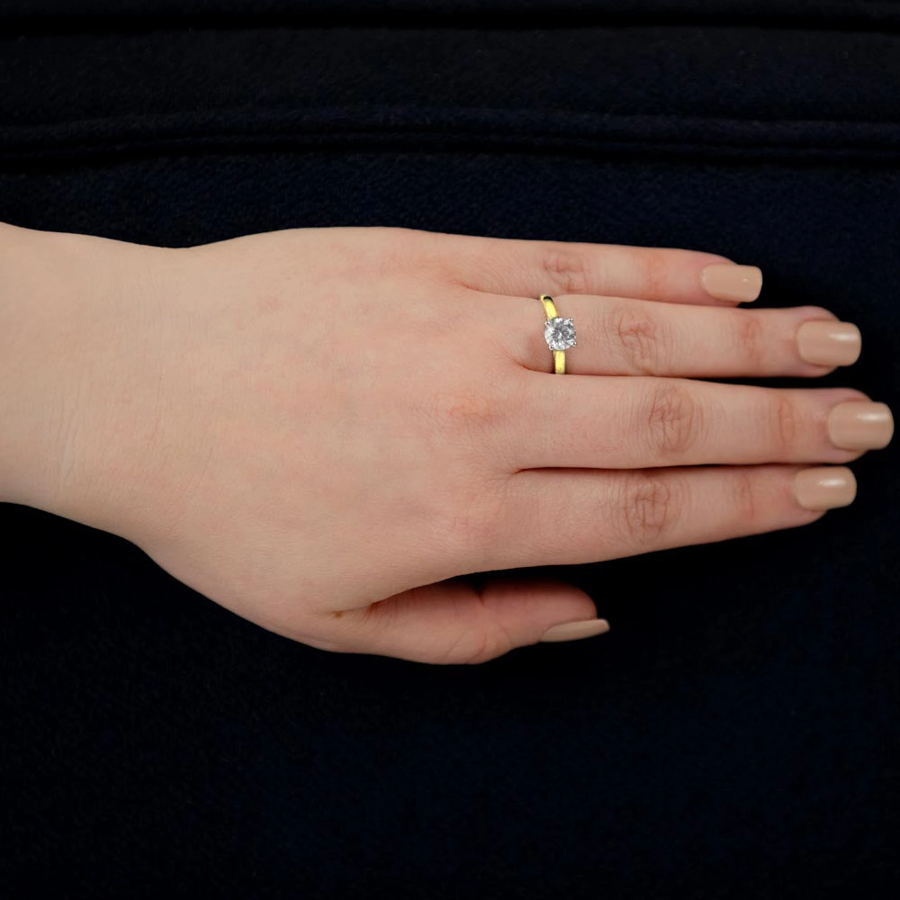 The Round Brilliant Cut Four Claw 18ct Yellow Gold And Platinum Laboratory Grown Diamond Solitaire Engagement Ring