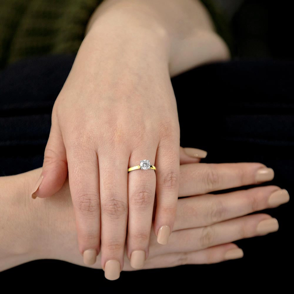 The Round Brilliant Cut Four Claw 18ct Yellow Gold And Platinum Laboratory Grown Diamond Solitaire Engagement Ring