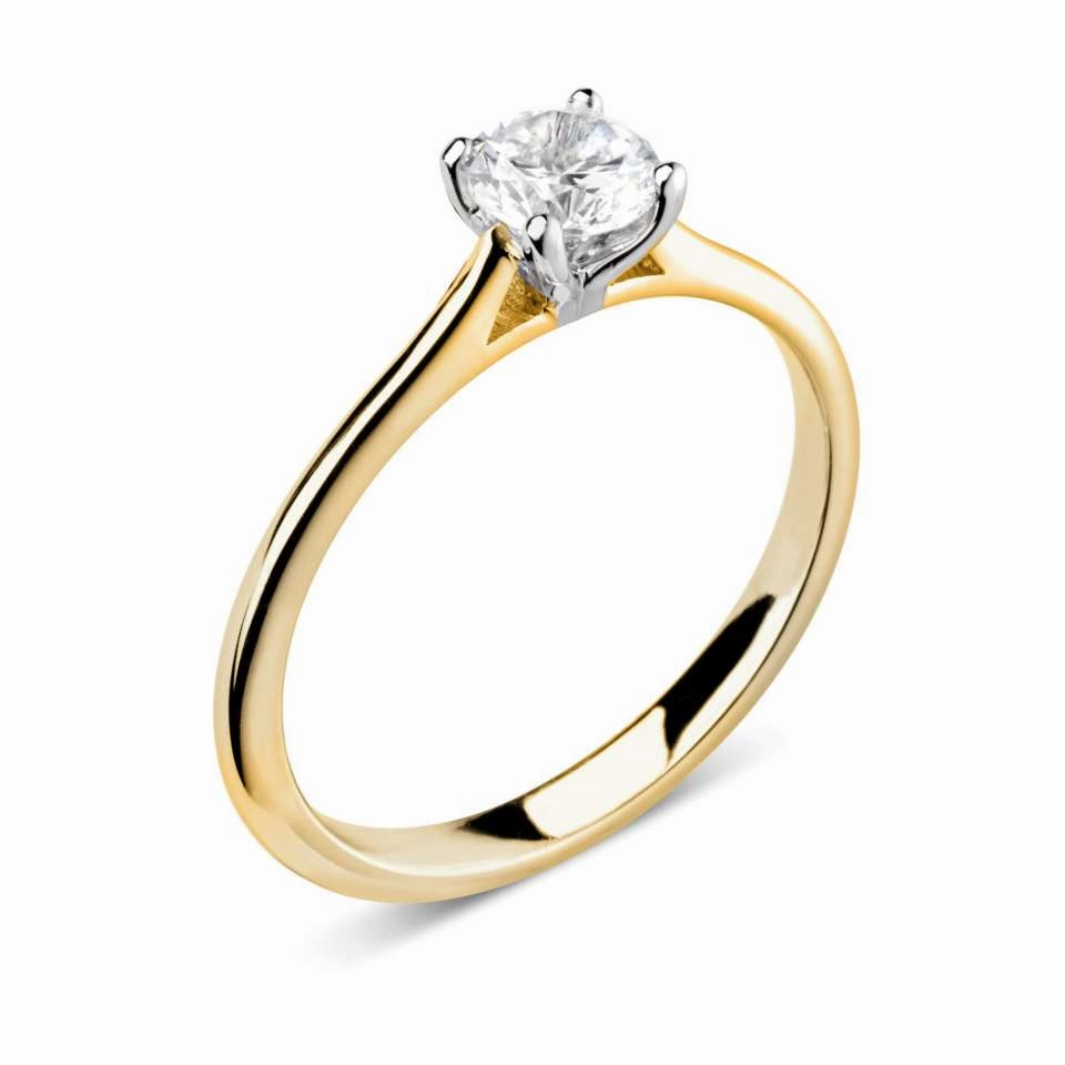 The Round Brilliant Cut Four Claw 9ct Yellow And White Gold Laboratory Grown Diamond Solitaire Engagement Ring
