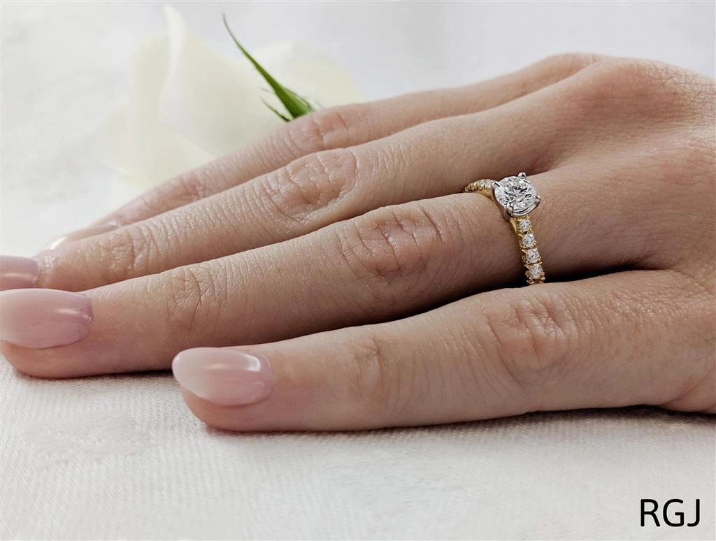 The Skye Classic 18ct Yellow Gold And Platinum 0.50ct Round Brilliant Cut Diamond Solitaire Engagement Ring With 0.26ct Diamond Set Shoulders
