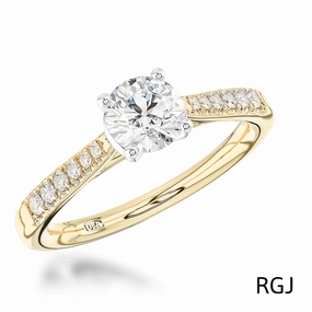 The Skye Classic 18ct Yellow Gold And Platinum 0.51ct Round Brilliant Cut Diamond Solitaire Engagement Ring With 0.26ct Diamond Set Shoulders