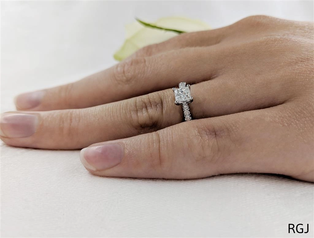 The Skye Classic Platinum 0.51ct Princess Cut Diamond Solitaire Engagement Ring With 0.20ct Diamond Set Shoulders