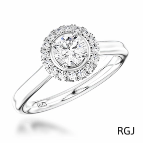 The Skye Pure Platinum 0.40ct Round Brilliant Cut Diamond Engagement Ring With 0.12ct Diamond Halo