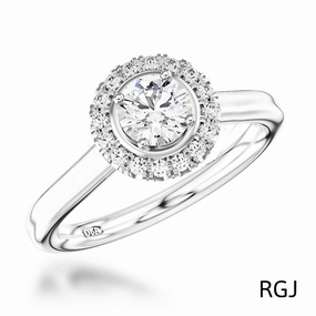 The Skye Pure Platinum 0.42ct Round Brilliant Cut Diamond Engagement Ring With 0.13ct Diamond Halo