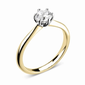 The Sunflower 18ct Yellow Gold And Platinum Round Brilliant Cut Diamond Solitaire Engagement Ring
