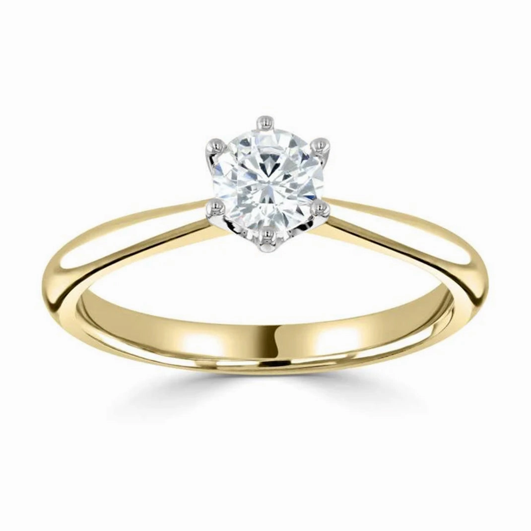 The Sunflower 18ct Yellow Gold And Platinum Round Brilliant Cut Diamond Solitaire Engagement Ring