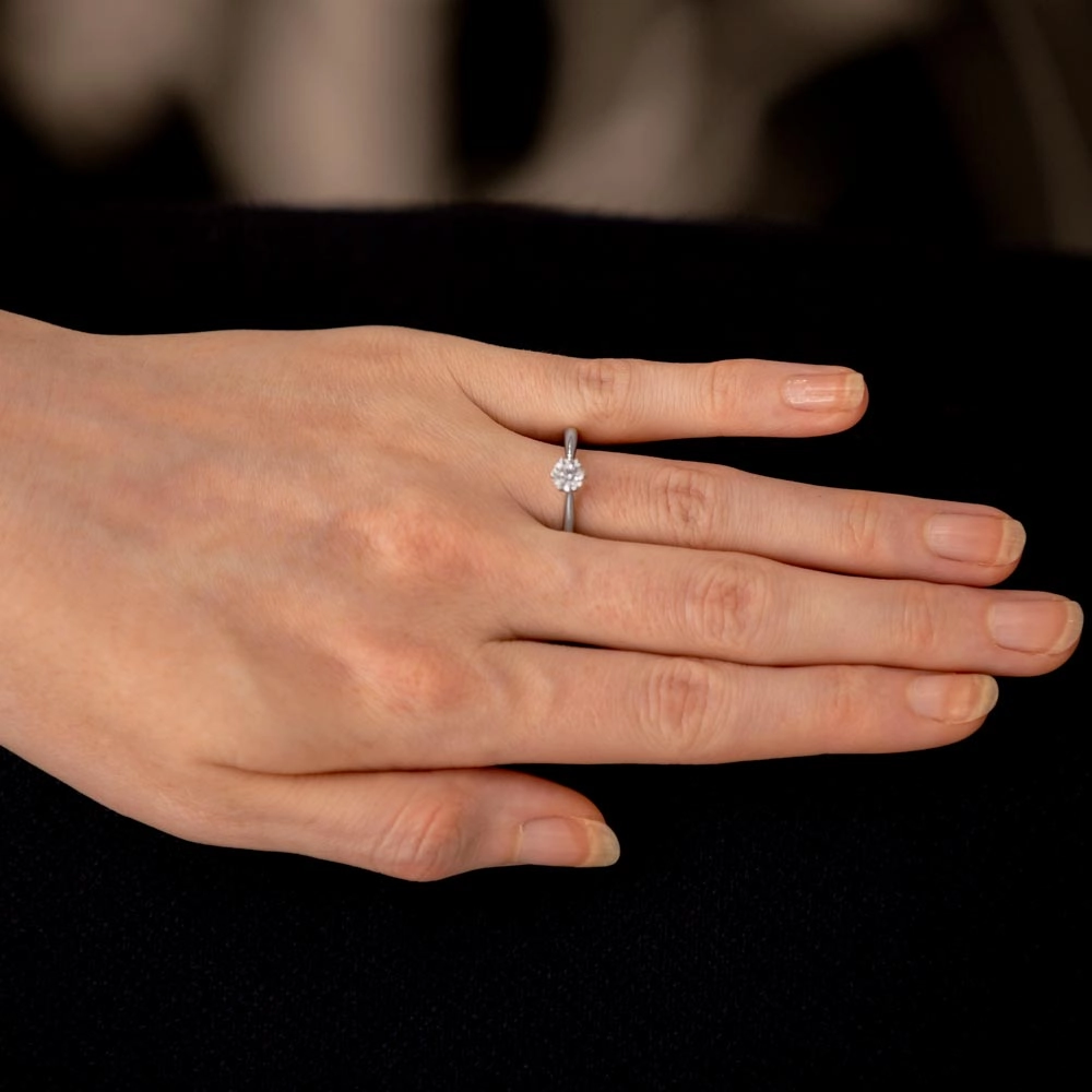 The Sunflower Platinum Round Brilliant Cut Diamond Solitaire Engagement Ring