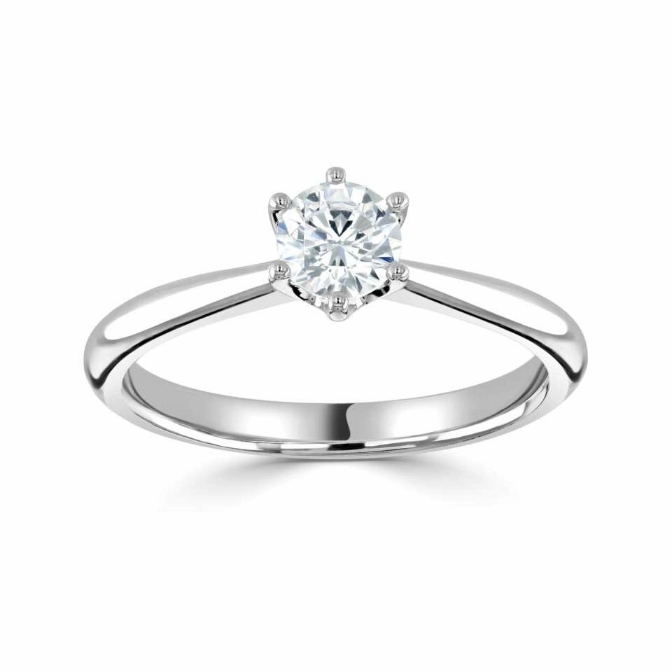 The Sunflower Platinum Round Brilliant Cut Diamond Solitaire Engagement Ring
