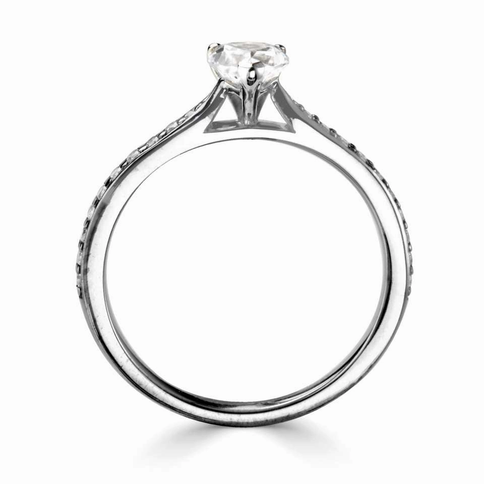 The Sweetheart Platinum Heart Cut Diamond Solitaire Engagement Ring With Diamond Set Shoulders