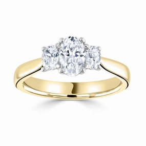 The Trilogy Oval Cut 9ct Yellow And White Gold Laboratory Grown Diamond Three Stone Engagement Ring