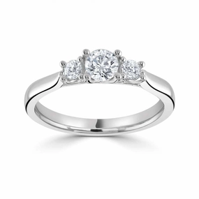The Trilogy Round Brilliant Cut Platinum Laboratory Grown Diamond Three Stone Engagement Ring