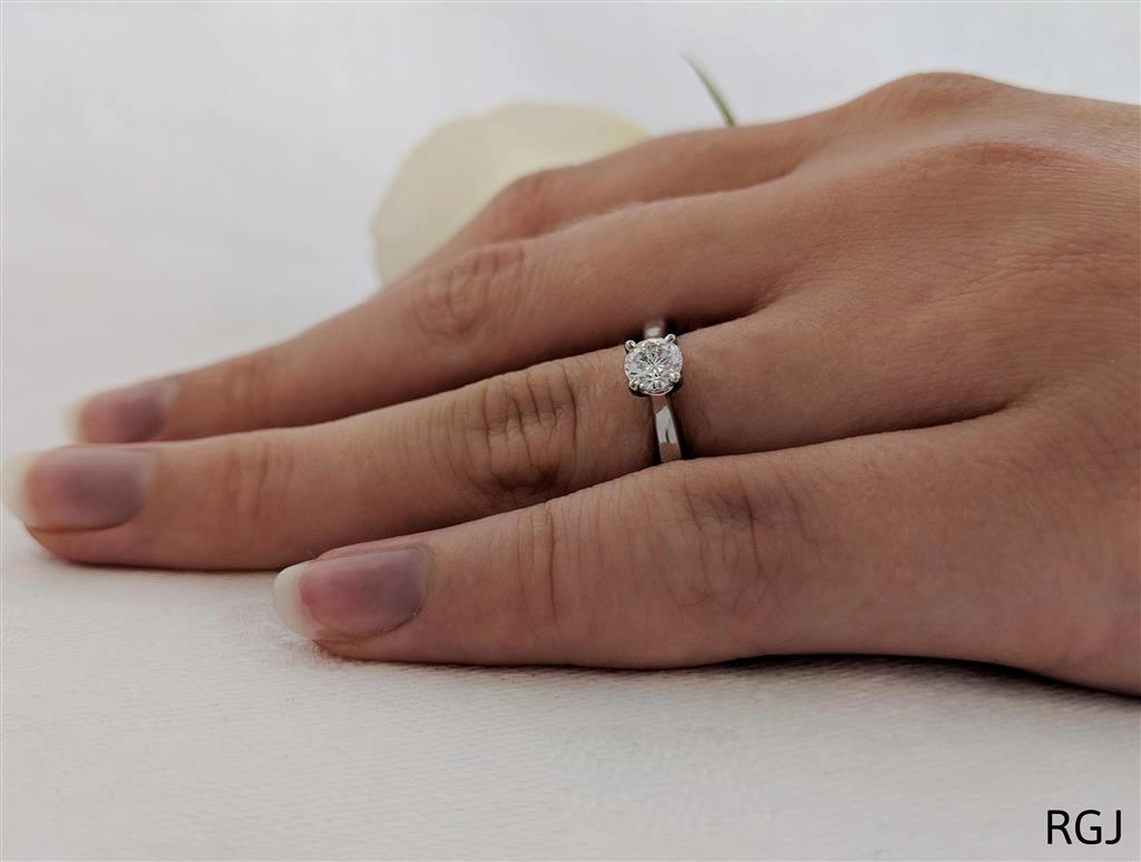 The Tulip Platinum 0.40ct Round Brilliant Cut Diamond Solitaire Engagement Ring