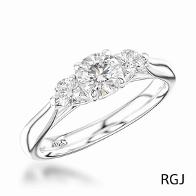 The Tulip Platinum 0.60ct Round Brilliant Cut Diamond Three Stone Engagement Ring