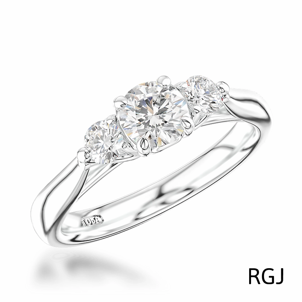 The Tulip Platinum 0.60ct Round Brilliant Cut Diamond Three Stone Engagement Ring