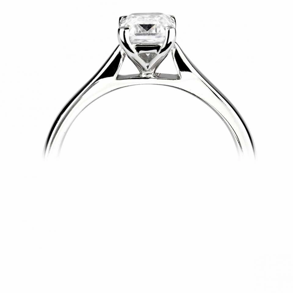 The Viola Platinum Emerald Cut Diamond Solitaire Engagement Ring