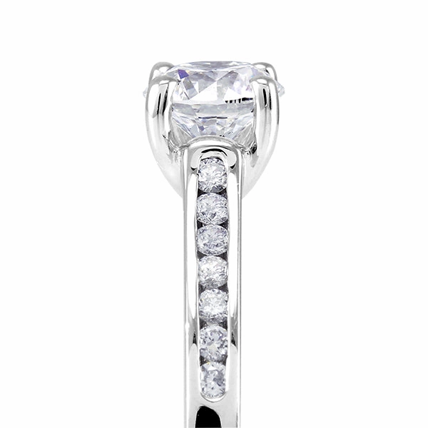 The Waterlily Platinum Round Brilliant Cut Diamond Solitaire Engagement Ring With Diamond Set Shoulders
