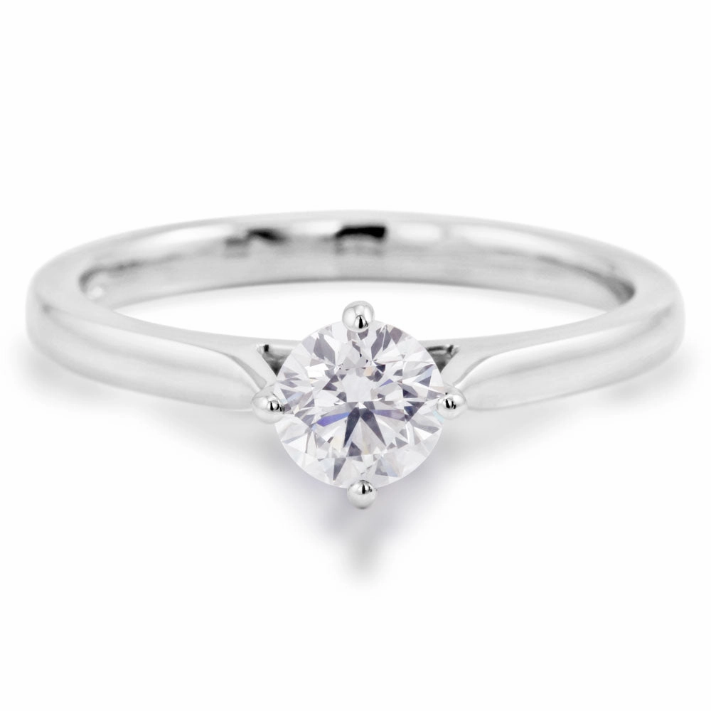 The Willow Platinum Round Brilliant Cut Diamond Solitaire Engagement Ring
