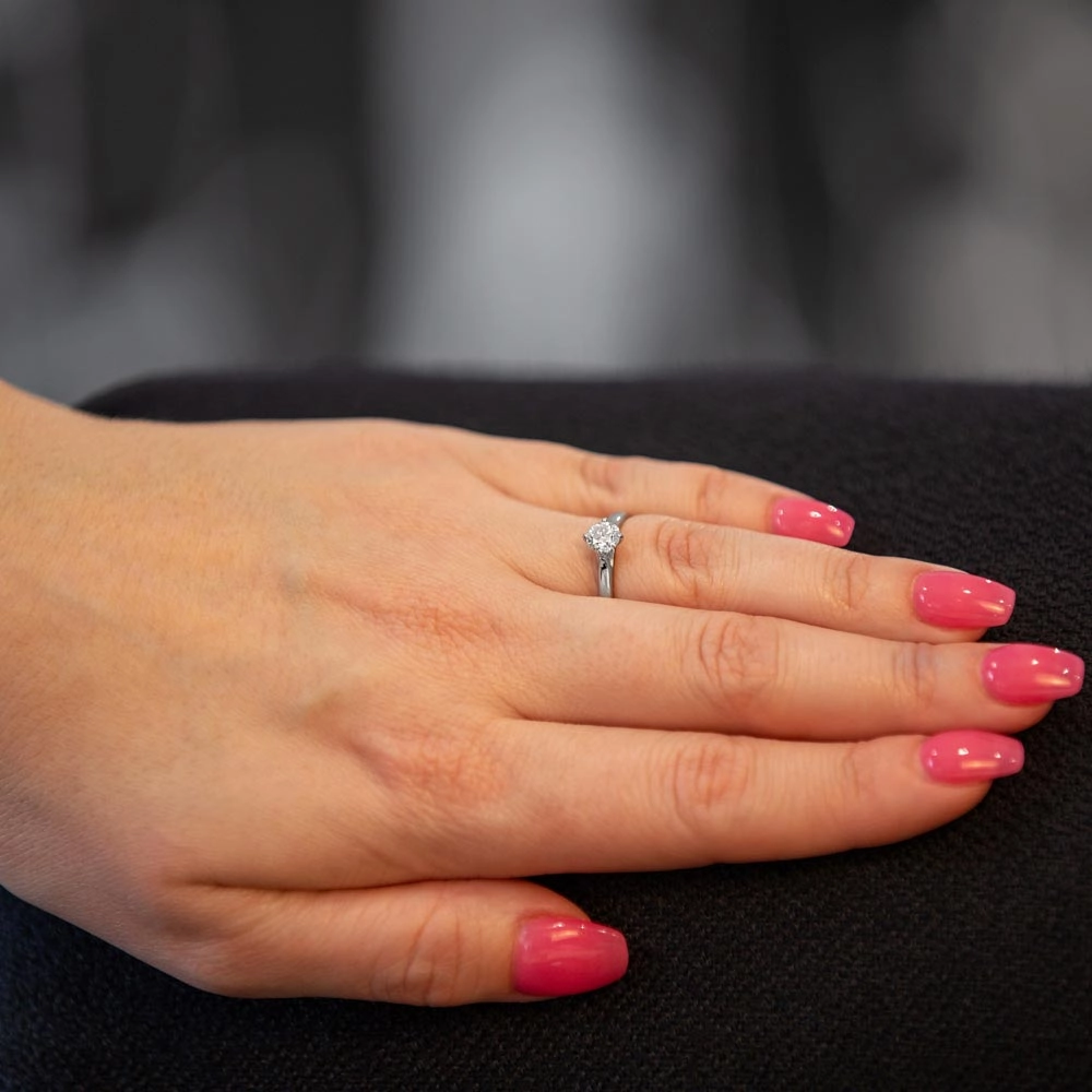 The Willow Platinum Round Brilliant Cut Diamond Solitaire Engagement Ring