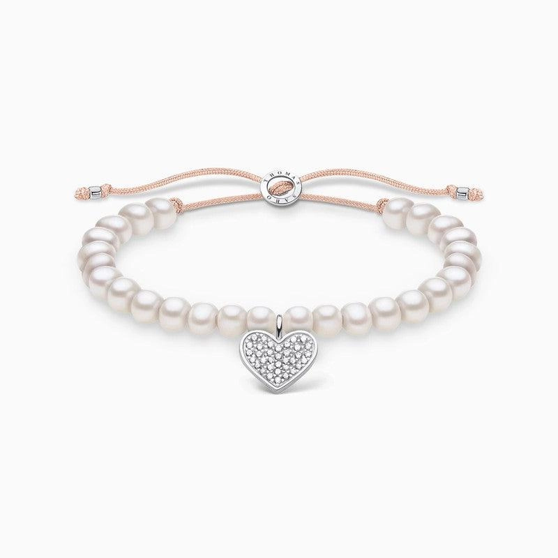 Thomas Sabo Bracelet - Heart Pave - White Pearls