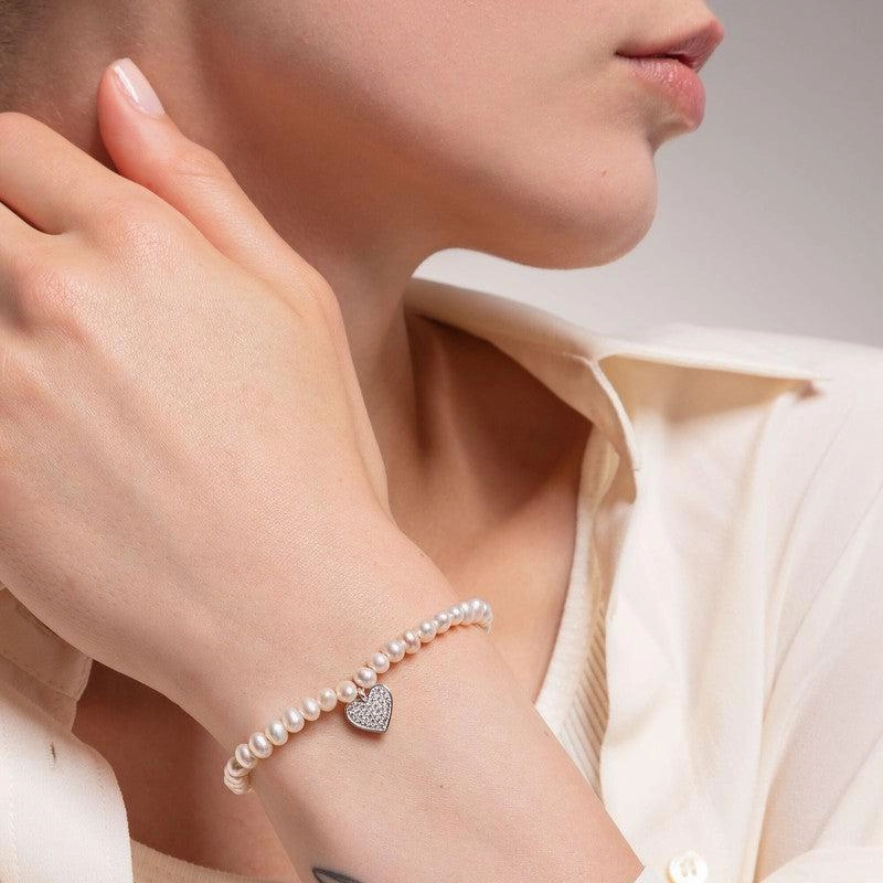 Thomas Sabo Bracelet - Heart Pave - White Pearls
