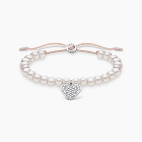 Thomas Sabo Bracelet - Heart Pave - White Pearls