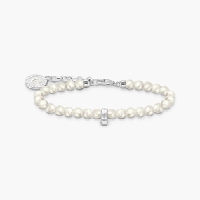 Thomas Sabo Bracelet - Silver Member Charm with White Freshwater Pearls