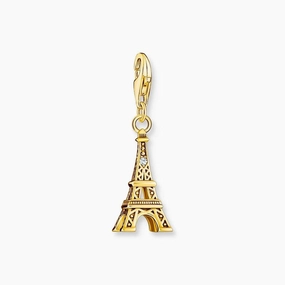 Thomas Sabo Charm Gold-plated Pendant - Eiffel Tower and White Zirconia