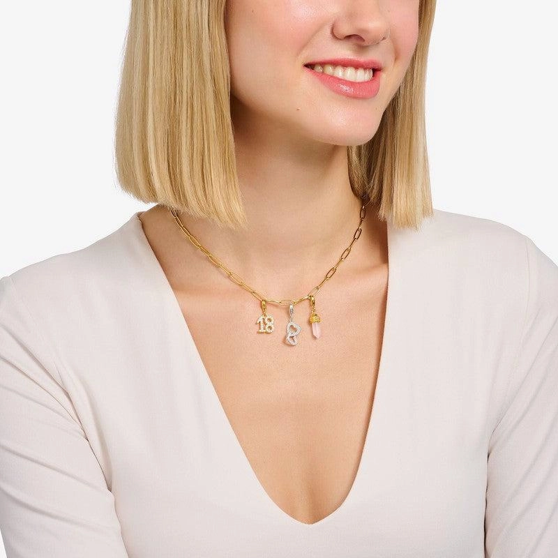 Thomas Sabo Charm Gold-plated Pendant - Number 18 with Zirconia
