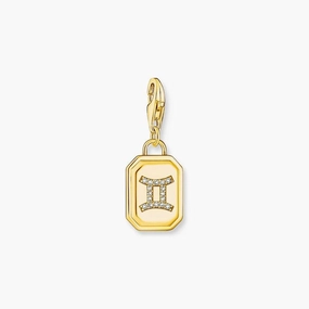 Thomas Sabo Charm Gold-plated Pendant - Zodiac Sign Gemini with Zirconia
