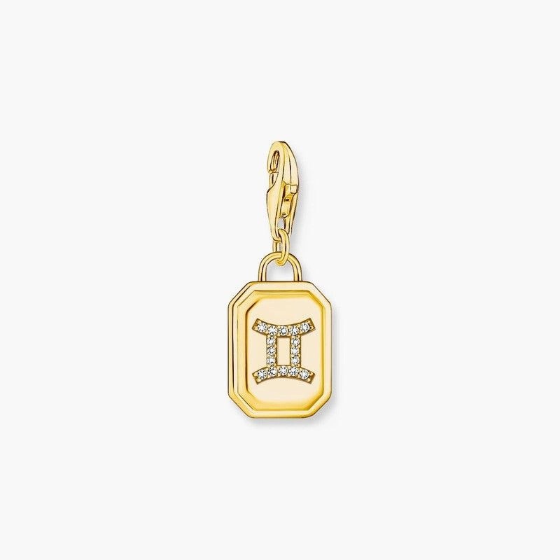 Thomas Sabo Charm Gold-plated Pendant - Zodiac Sign Gemini with Zirconia