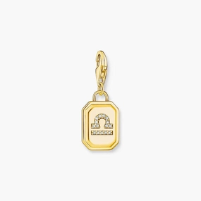 Thomas Sabo Charm Gold-plated Pendant - Zodiac Sign Libra with Zirconia