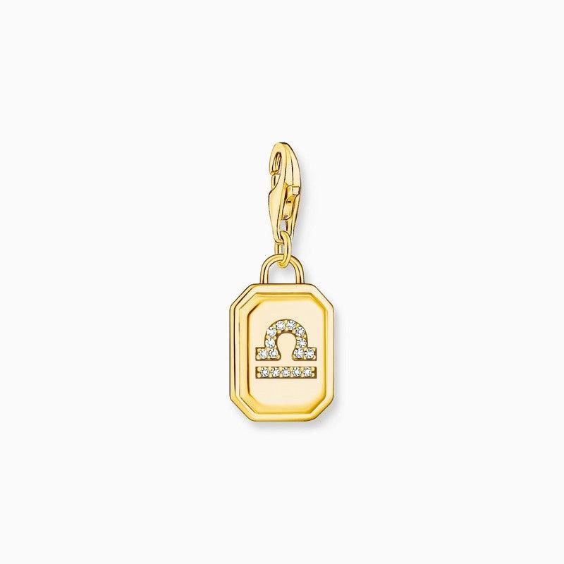 Thomas Sabo Charm Gold-plated Pendant - Zodiac Sign Libra with Zirconia