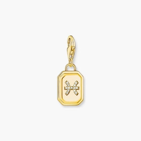 Thomas Sabo Charm Gold-plated Pendant - Zodiac Sign Pisces with Zirconia
