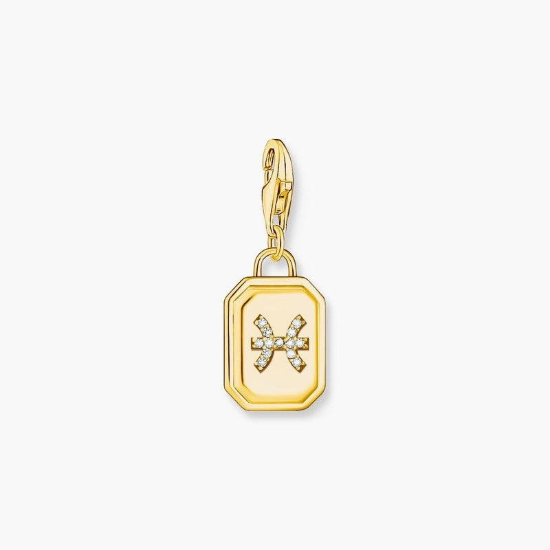 Thomas Sabo Charm Gold-plated Pendant - Zodiac Sign Pisces with Zirconia