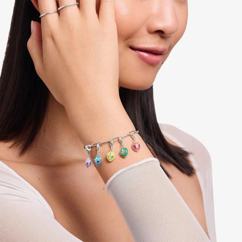Thomas Sabo Charm Pendant - Alien with Blue cold Enamel and Sapphire Blue Stones Silver