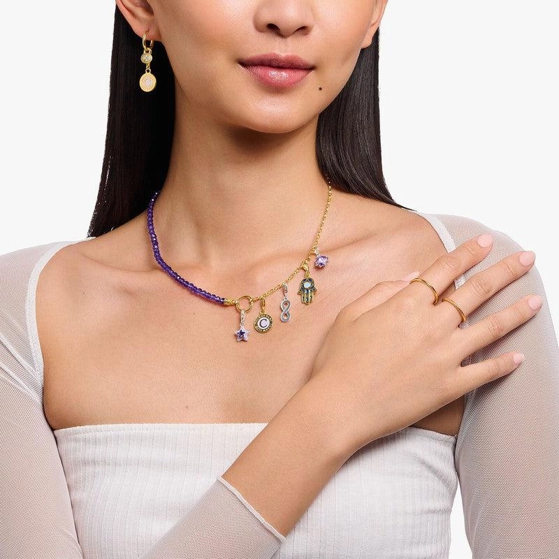 Thomas Sabo Charm Pendant - Hand of Fatima with cold Enamel Yellow-Gold Plated