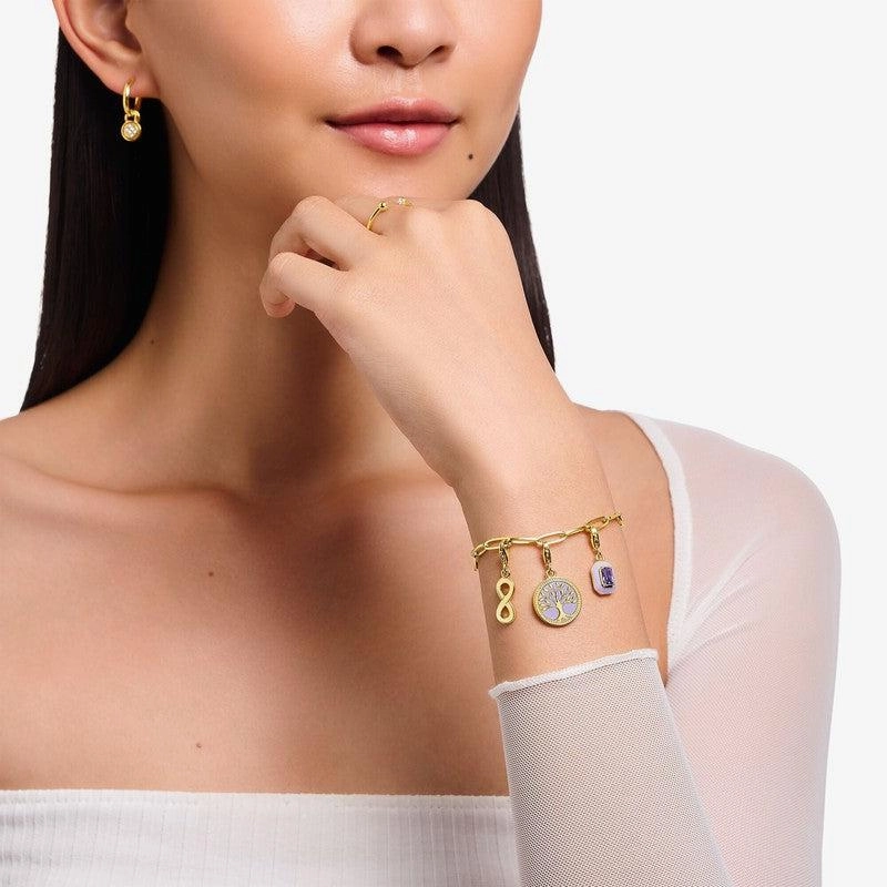Thomas Sabo Charm Pendant - Octagon with Violet cold Enamel Yellow-Gold Plated