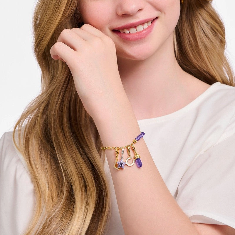 Thomas Sabo Charm Pendant - Star with Amethyst-coloured Stones and Cold Enamel Silver
