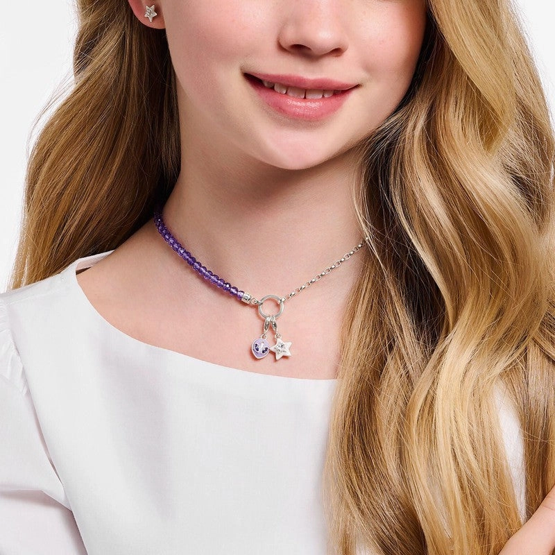 Thomas Sabo Charm Pendant - Star with White Stones and White cold Enamel Silver