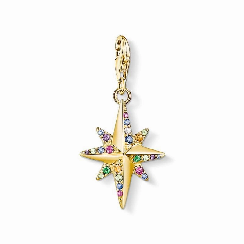 Thomas Sabo Charm pendant Colourful star, gold