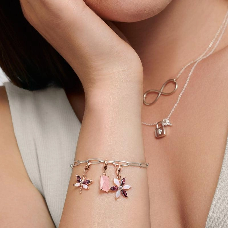 Thomas Sabo Charm pendant flower pink stones rose gold